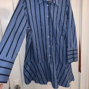 Striped, asymmetrical button-up